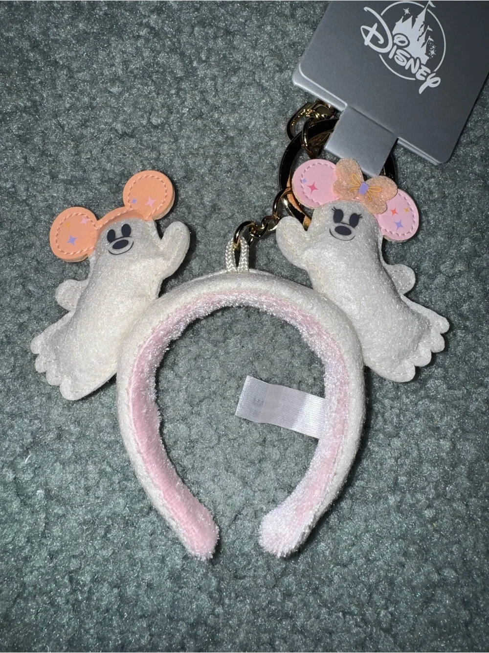 Mickey and Minnie Mouse Cutie Ghost Plush Keychain Bag Charm